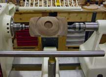 The walnut box section, remounted on its long axis.