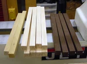 stave blanks and test pieces.